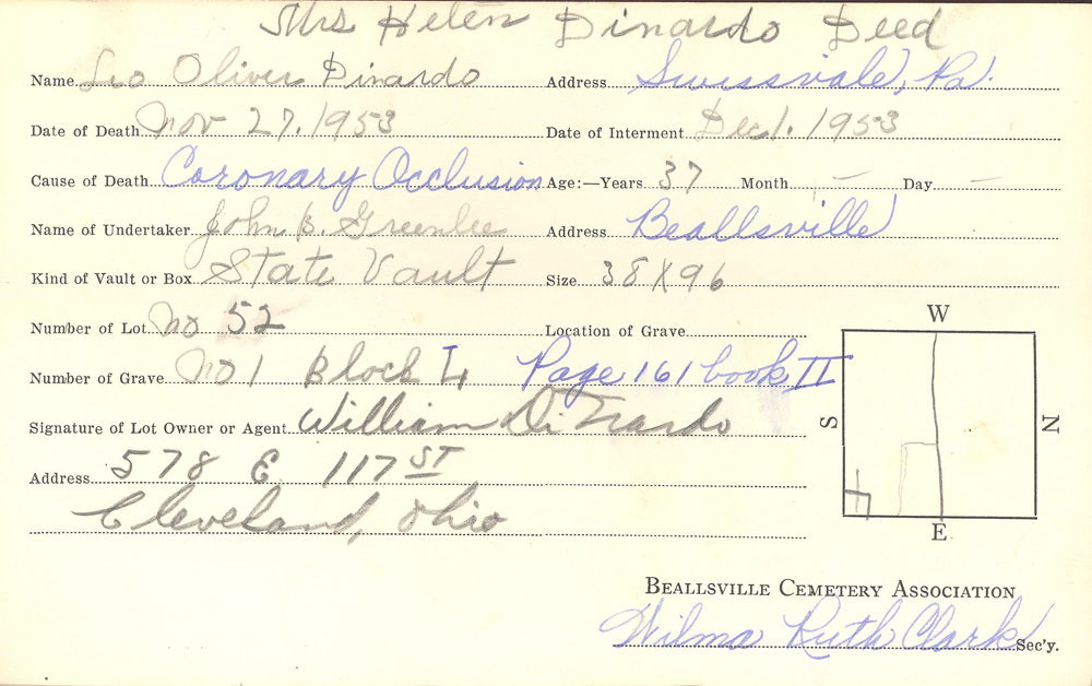 burial card